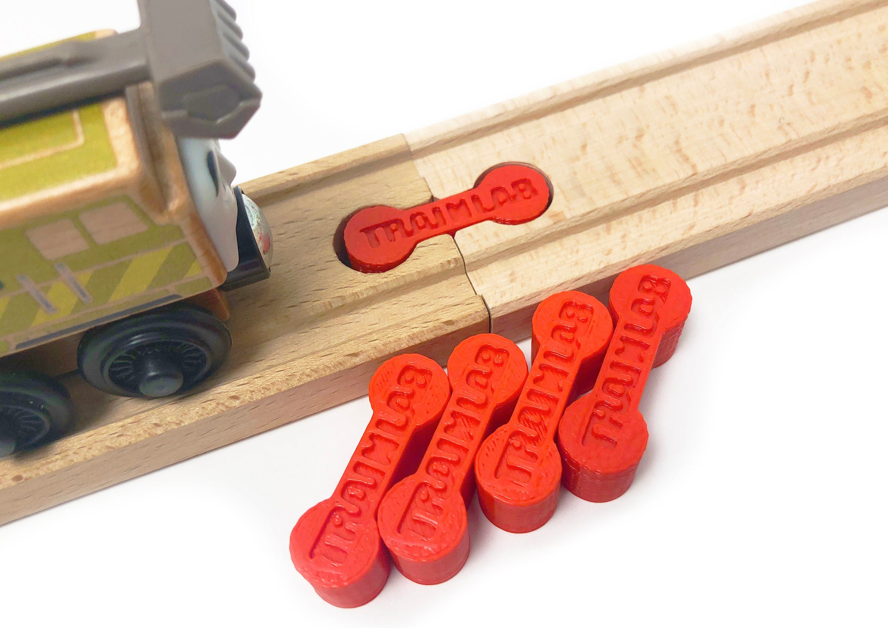 TrainLab Dog Bone Wooden Railway Train Track Connectors Compatible with Brio, Thomas, Melissa & Doug (5pcs)