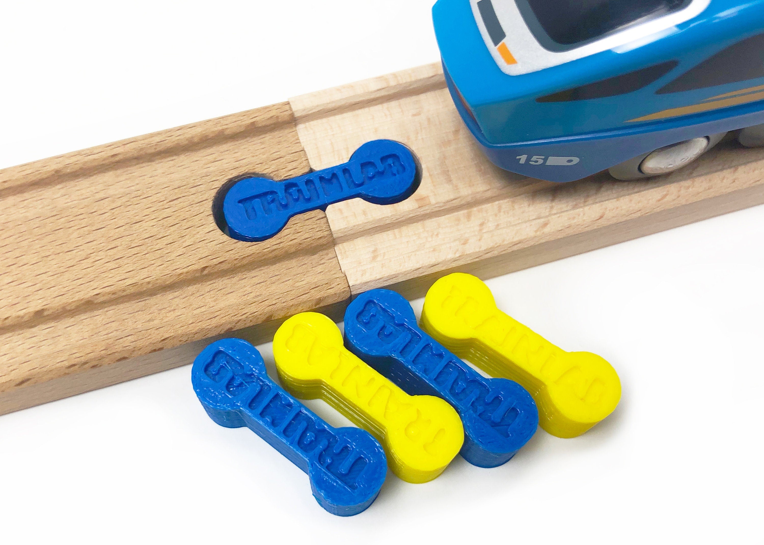 TrainLab Dog Bone Wooden Railway Train Track Connectors Compatible with Brio, Thomas, Melissa & Doug (5pcs)