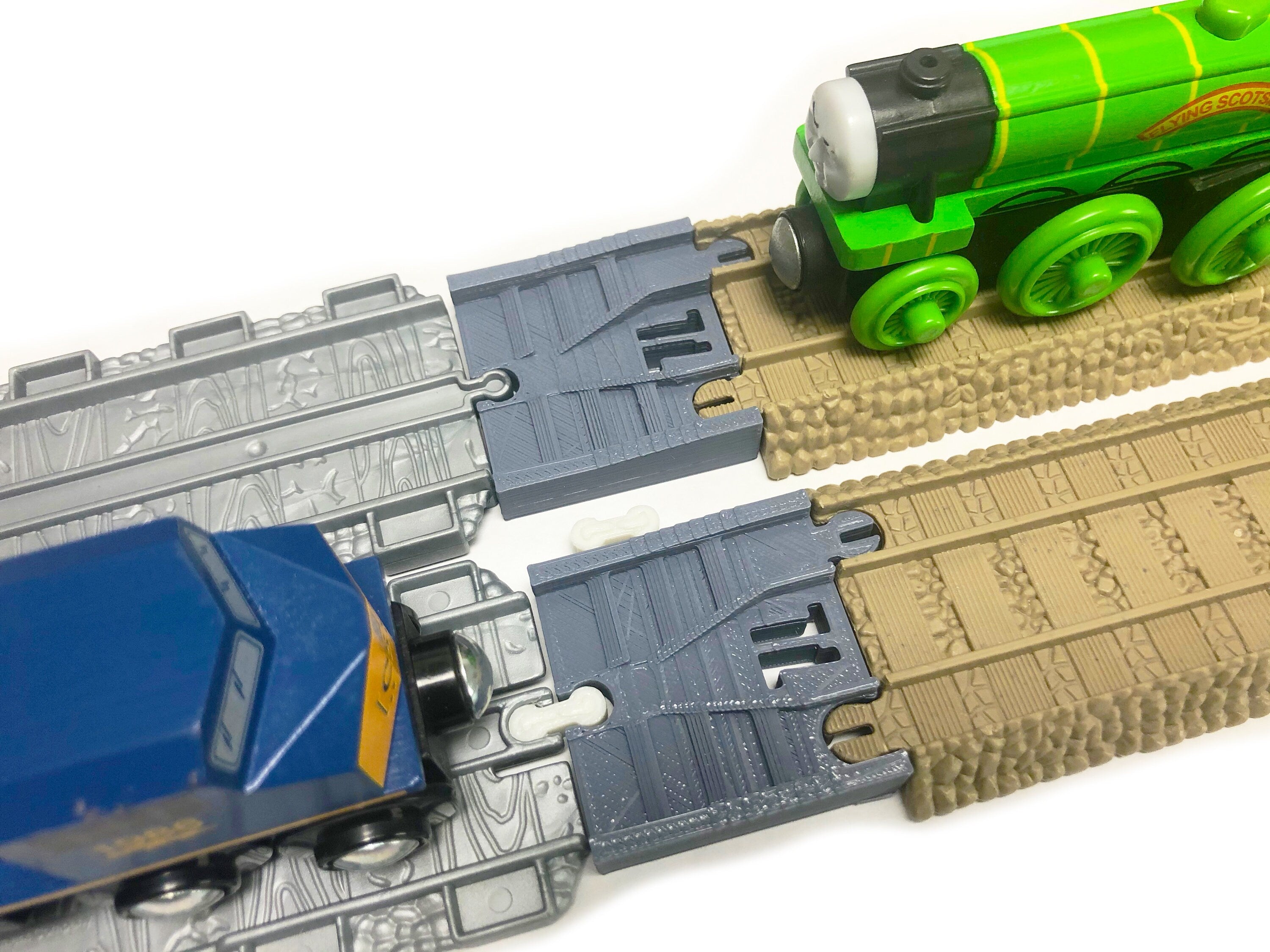 TrainLab Thomas and Friends Take-n-Play to old Trackmaster (2009 brown) Train Tracks (2pc)