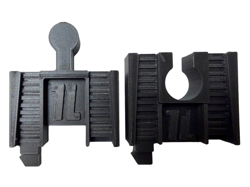 TrackMaster 2014 to wooden railway adapter pair joining gray plastic and wooden train tracks