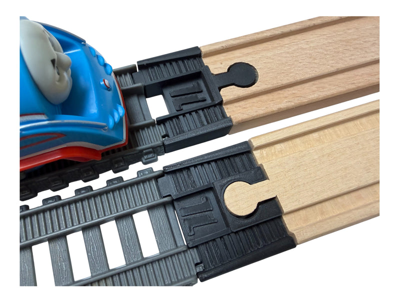 TrainLab adapter pair for connecting TrackMaster 2014 and wooden railway track