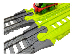 Gray TrainLab adapters joining gray TrackMaster track to Easy Connect track