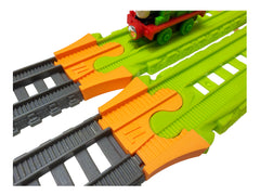 Orange TrainLab adapters joining gray TrackMaster track to Easy Connect track