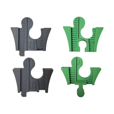 Two gray and two green TrainLab Easy Connect adapters