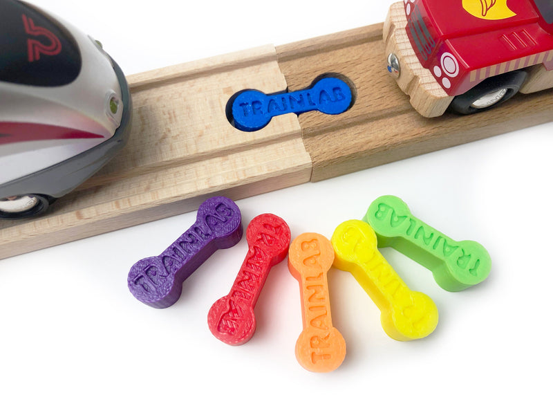 TrainLab Dog Bone Wooden Railway Train Track Connectors Compatible with Brio, Thomas, Melissa & Doug (5pcs)