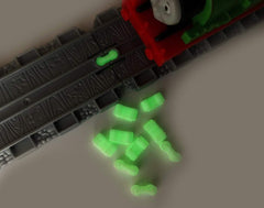 TrainLab Take-n-Play Dog Bones Train Track adapters. Connects Female to Female Take-n-Play Tracks (10pcs) (NiteBrite)